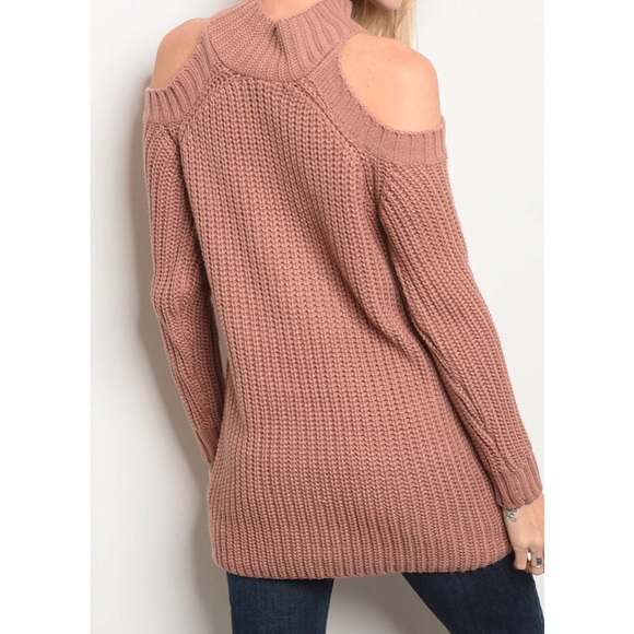 Mocha Cold Shoulder Sweater - Picture 6 of 8